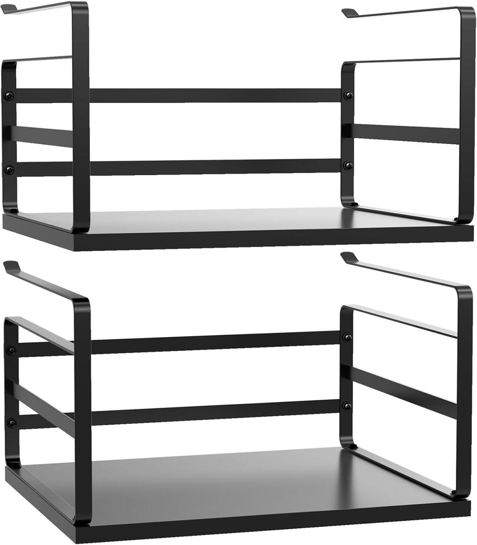 2 Pack Large Under Shelf Basket, Black Undershelf Storage Basket, Heavy Duty Slide-in Hanging Storage Basket, Metal Under Cabinet Organizer for Kitchen, Pantry, Desk, Bookshelf, Cabinet