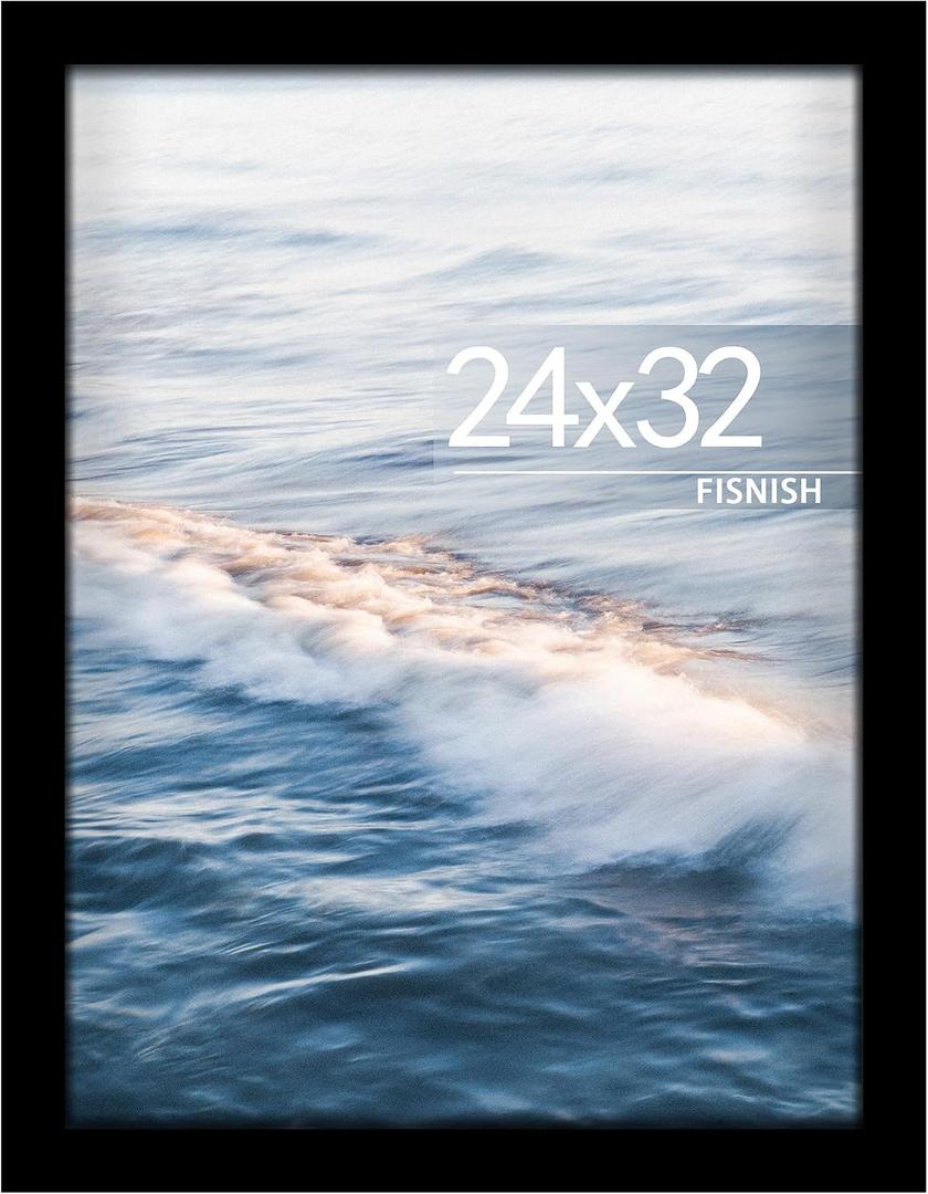 24x32 Poster Frame, Black 24 x 32 Frame for Horizontal or Vertical Wall Mounting, 1 Pack