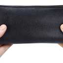 MROCO Pencil Case Black Pencil Bag PU Leather Pen Case Small Zipper Pouch for Pencils, Pens, Markers, Makeups, Change, Coins