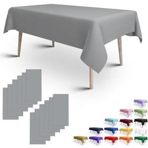 Set of 4 Packs, FULDGAENR Silver Plastic Tablecloth, Disposable Silver Table Cloths Plastic 54x108 Inch Size for 6-8 Foot Rectangle Table Indoor/Outdoor Parties Birthdays Weddings Anniversary, Silver 