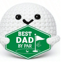 Roshtia Christmas Golf Best Dad by Par Handmade Knitted Crochet Golf Ball & 20oz Stainless Steel Tumbler Present Set Funny Birthday Gifts for Men Golfers Daddy Father Papa