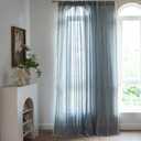 Sutuo Home Boho Curtains for Living Room 90 Inches Long, Semi-Blackout French Country Striped Linen Vintage Shabby Chic Tassels Hollow Window Treatment Bohemian Drape, 1 Panel 52" W x 90" L Blue