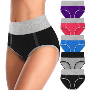 MISSWHO Cotton High Waisted Womens Underwear Soft Stretch Breathable Full Coverage Ladies Panties Multipack (Large, Multicolor 5aa)