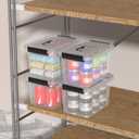 Kekow 6 L Clear Storage Box, Plastic Storage Latch Box with Black Handle, 4-Pack