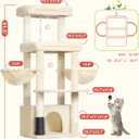 Hey-brother Cat Tree Tower, Scratching Posts with Extra Large Platform, Specious Condo, 2 Cozy Hammocks, Self-Grooming Brush for Indoor Adult Cats, Maine Coon 51.1 inches, Beige MPJ070M