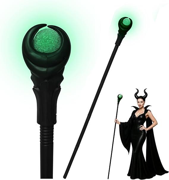 Nicky Bigs Novelties Light-Up Wizard Staff with Green Crystal Ball Orb Gothic Witch Warlock Costume Prop Halloween Cosplay Accessory for Adults