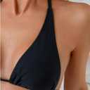 RoseSeek 2 Piece Bikini Sets Triangle Halter Top High Cut Brazilian Bottom Swimsuit Summer Beach Swimwear (Black, L)