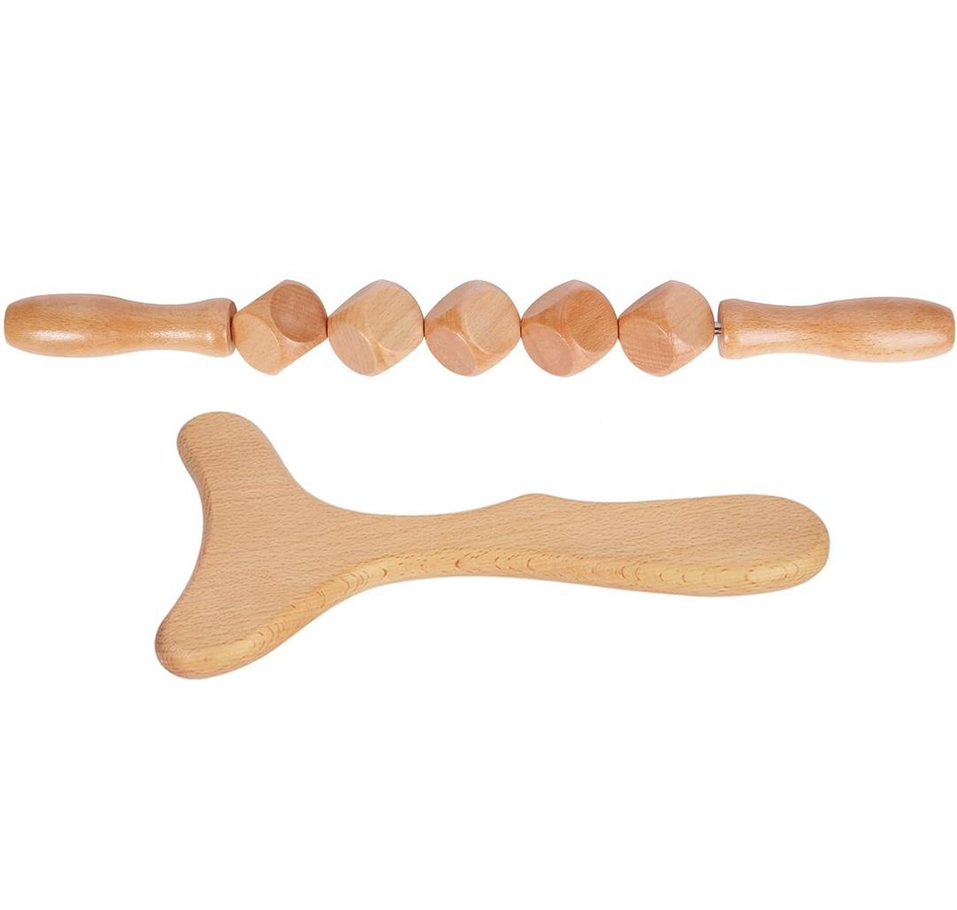 Komogir Wood Therapy Massage Tools 2 Lymphatic Drainage Massager Maderoterapia Kit Wooden Massager Body Sculpting Tools for Muscle Pain Relief, Anti-Cellulite, Body Contouring and Shaping