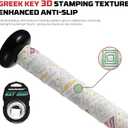 3 x 1.1mm Bat Grip Tape, Greek Key Double-Stamping Textured, Baseball & Softball Bat Tape for All-Weather Performance, Non-Slip, Precut for Easy Install (White)