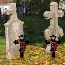 2 x Metal Butterfly Memorial Garden Stake, Cross Cemetery Grave Decorations with Rose Design, Forever in Our Hearts Grave Marker for Mom Dad Son, Outdoor Yard Garden Cemetery Decor (Black)