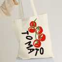Cute Tomato Canvas Tote Bag for Books, Travel & Daily Use, Magnetic Buckle, 16x14 Inch(001)