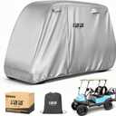 10L0L Golf Cart Cover 2/4/4+2 Passenger for Yamaha EZGO Club Car, Heavy Duty 420D Waterproof Windproof Durable Oxford Golf Cart Cover with 3 Zipper Doors for All-Weather Protection (Black/Silver), Size: L- For 2/2+2/4 Passenger Cart