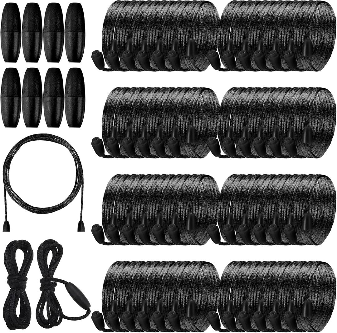 Libima 48 Sets Replacement Necklace Cords with Breakaway Clasp DIY Nylon Lanyard Cord and Plastic Safety Breakaway Clasps for Necklaces Bracelets Pendant Craft Jewelry Making(Black)