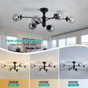 hesoge Modern Sputnik Ceiling Lights Black Semi Flush Mount Ceiling Fixture with Glass Globes 6 Light Chandelier for Dining Room Bedroom Living Room Kitchen Farmhouse.