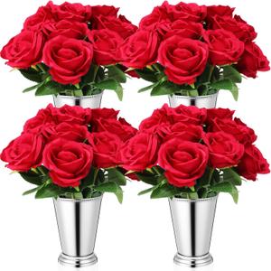 Roshtia 28 Pcs Derby Day Party Decorations Roses Centerpieces Mint Julep Cup for Horse Racing Party Red Rose Flowers Racehorse Themed Birthday Tabletop Supplies