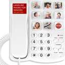Uvital Big Button Phone for Seniors, Corded Landline Phone with 9 One-Touch Dialing Big Buttons, Hands-Free Calling, Loud Ringer, Easy to Use for Visually Impaired Telephone for Seniors