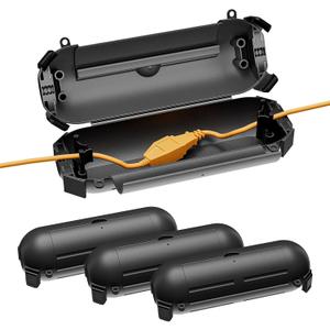 iwillink 4 Pack Outdoor Extension Cord Cover Waterproof - Weatherproof Electrical Connection Box for Outdoor Outlet, Plug, Socket, Christmas Holiday Decoration, Power Tool, Black