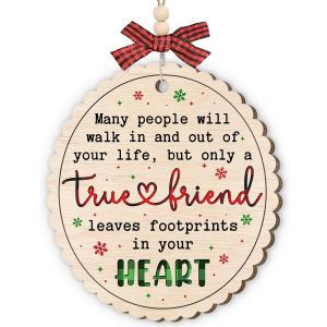 Friend Ornaments 2025, Thoughtful Gifts for Women Friends, Soul Sisters, BFF, Work Besties, Wooden Ornaments for Christmas Decorations, Friendship Gifts for Christmas, Birthday Decor
