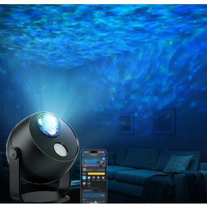 Govee Star Light Projector with Ocean Wave Ripple Effects, Works with Matter,Alexa and Google Assistant, 40+ Scene Modes, 18 White Noise Options, LED Night Light Projector for Bedroom, Without Plug