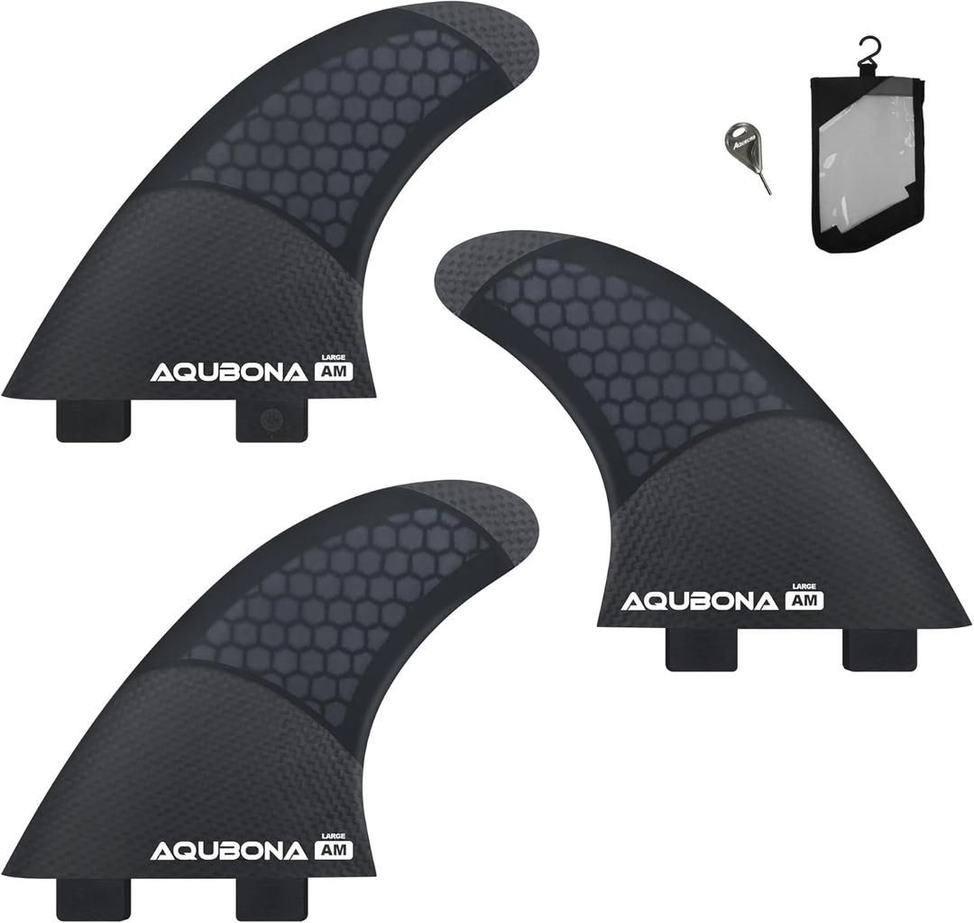 AQUBONA Twin Tab G3/G5/G7 Half Carbon+Honeycomb Surfboard Tri Fin Set Thruster 3 Fins