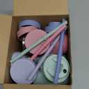 Elk and Friends 14oz Stainless Steel Kids + Toddler Drinking Cups | The Original Mason Jar with Sleeves + Lids | Silicone Straws | Smoothies | Storage Jar | Spill Resistant | Dishwasher Safe | 4 Pack (Sage/Blush/Lilac/Misty Blue)