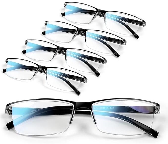 Gaoye 5 Pack Reading Glasses for Men, Unbreakable Blue Light Blocking Computer Reading Glasses for Women, Clear Vision Magnification