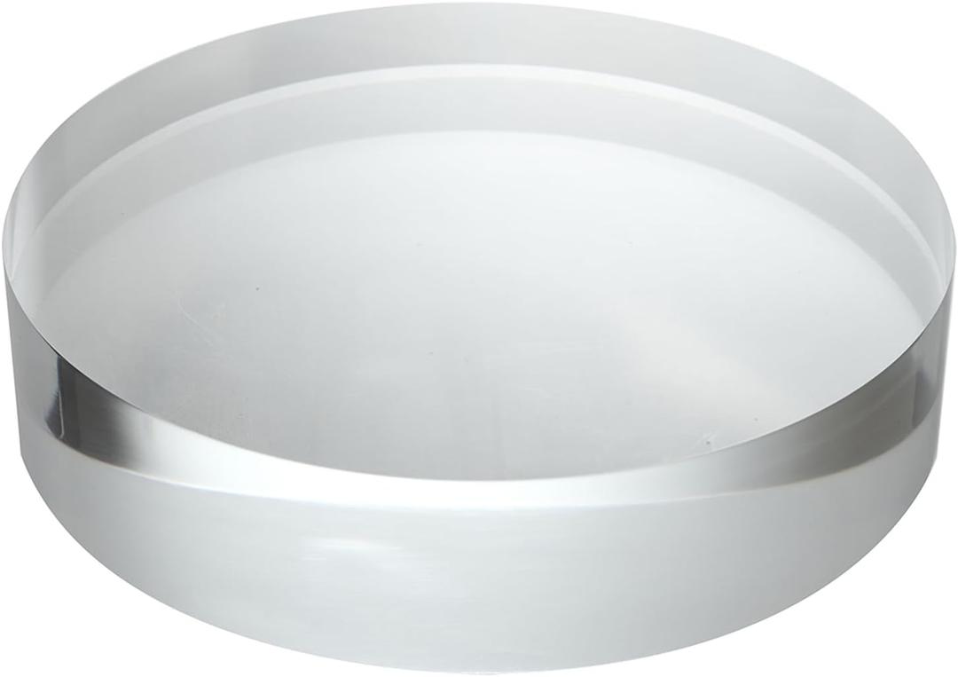 CiaoHER 2in Thickness 8in Diameter Acrylic Disc Display Block Clear Polished Round Pedestal Stand Riser 8" x 2", 1 Pack
