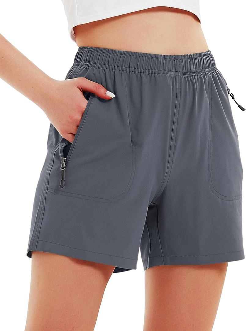 Women's 5" 7" Hiking Cargo Shorts Quick Dry Lightweight Athletic Outdoor Shorts for Workout with Zipper Pockets (Medium)