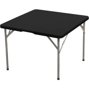 BDDC 34" x 34" Square Fitted Table Cover - Stretchy Spandex Black Table Cloth, Washable & Wrinkle-Resistant Tablecloth for Tables, Indoor/Outdoor Picnics, Patios & Events