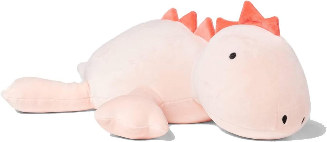 KOWSI 1.4 LB Weighted Stuffed Pink Stegosaurus Animals - 16 Inch Squished Long Dinosaur Jumbo Pillow - Soft Pink Dino Stuffed Animal Toy - Lumbar Back Cushion Soothing for Kids Adults (Stegosaurus) (Coral Peach Spike Dino)