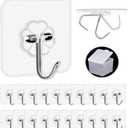 Adhesive Hooks, 20 Packs, 33lbs/15kg Premium Heavy Duty Wall Ceiling Hooks for Hanging, Damage Free, Clear Sticky Hanger for Kitchen, Bathroom Shower Outdoor Use.