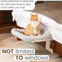 Window Sill Cat Perch with Large Bolster, Strong Metal Frame, Tool-Free, Easy to Assemble & Adjust, Suction Cups, Perfect for Window Sills, Bedside and Glass (Gray, Large)