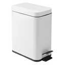 mDesign 5 Liter Rectangular Small Steel Step Trash Can Wastebasket, Garbage Container Bin for Bathroom, Powder Room, Bedroom, Kitchen, Craft Room, Office - Removable Liner Bucket, Matte White (1.3 Gallon)
