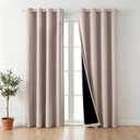 100% Blackout Curtains for Bedroom 84 Inch,2 Panels,Khaki | Faux Linen Cutains for Bedroom,Thermal Insulated Grommet Window Drapes,Blackout Curtains with Black Back,52 x 84 in,2 Panels