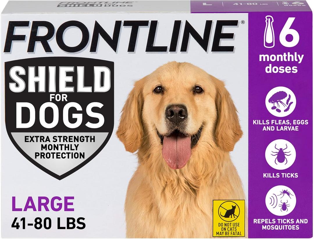 FRONTLINE Shield Flea & Tick Treatment for Large Dogs 41-80 lbs. Count of 6 (Purple Box)