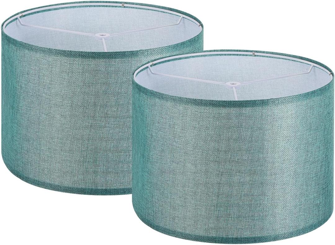 PATIKIL Drum Lamp Shades Set of 2, 13"x13"x9" Linen Round Lamp Shade for Table Lamps Easy Assembly Lampshade for Table Lamps Floor Lamps Bedside, Blue