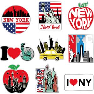 Tellegloww 18 Pcs New York Fridge Magnet Stainless Steel NY Souvenirs Magnetic Refrigerator Stickers USA Magnet Souvenirs Gifts Refrigerator Magnets Home Decoration Accessories