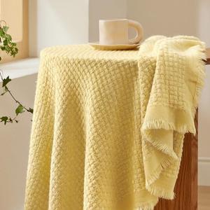 Bedsure Ginger Yellow Throw Blankets for Couch - Decorative Woven Throw Gifts with Tassels, Soft and Lightweight Farmhouse Blankets for Couch and Sofa, 50x60 Inches