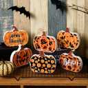 MoDooris 6PCS Halloween Pumpkin Decor Wooden Tiered Tray Decor Halloween Table Sign Fall Pumpkin Freestanding Blocks Signs for Halloween Thanksgiving Fall Party Mantel Farmhouse Home Indoor Decoration