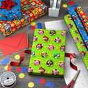 Hallmark Nintendo Super Mario Wrapping Paper Rolls for Kids with Cutlines on Reverse (3 Rolls: 60 Sq. Ft. Total) Mario, Luigi, Yoshi, Bowser, Princess Peach, Toad