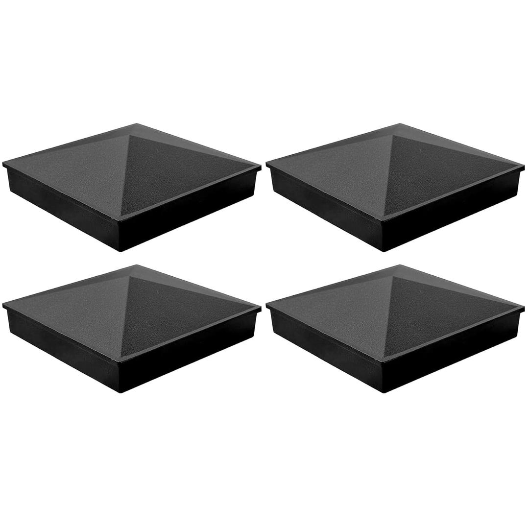 3"x3" Aluminum Pyramid Fence Post Caps - Black Post Deck Covers with Matte Powder Coating - Waterproof Column Protectors for Outdoor Wood Deck & Fence Posts,or Corridors (4Pack)