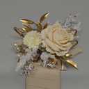 Ling's Moment Pocket Boutonniere Single, Boutonniere for Men Groom for Wedding, Prom, Homecoming, Anniversary, Graduation, etc.White Beige (6" W x 5" H)
