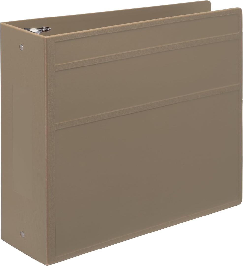 Carstens 4-Inch Heavy Duty 3-Ring Binder - Side Opening, Sand, Durable Plastic, Precision No-Gap Rings, Waterproof Cover, No Pockets, Holds 600 US Letter Sheets, BPA-Free, Made in USA (1846-3R) (Individual, Taupe)