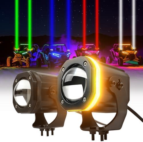 Whipless Led Whip Lights,Spot Beam Pod with Turn Signal Light RGBW Whip Lights for Side by Side with Switch & Remote Chase Light Antenna Whipless Whip for ATV UTV Can am Polaris RZR SXS Golf Cart Jeep : Automotive