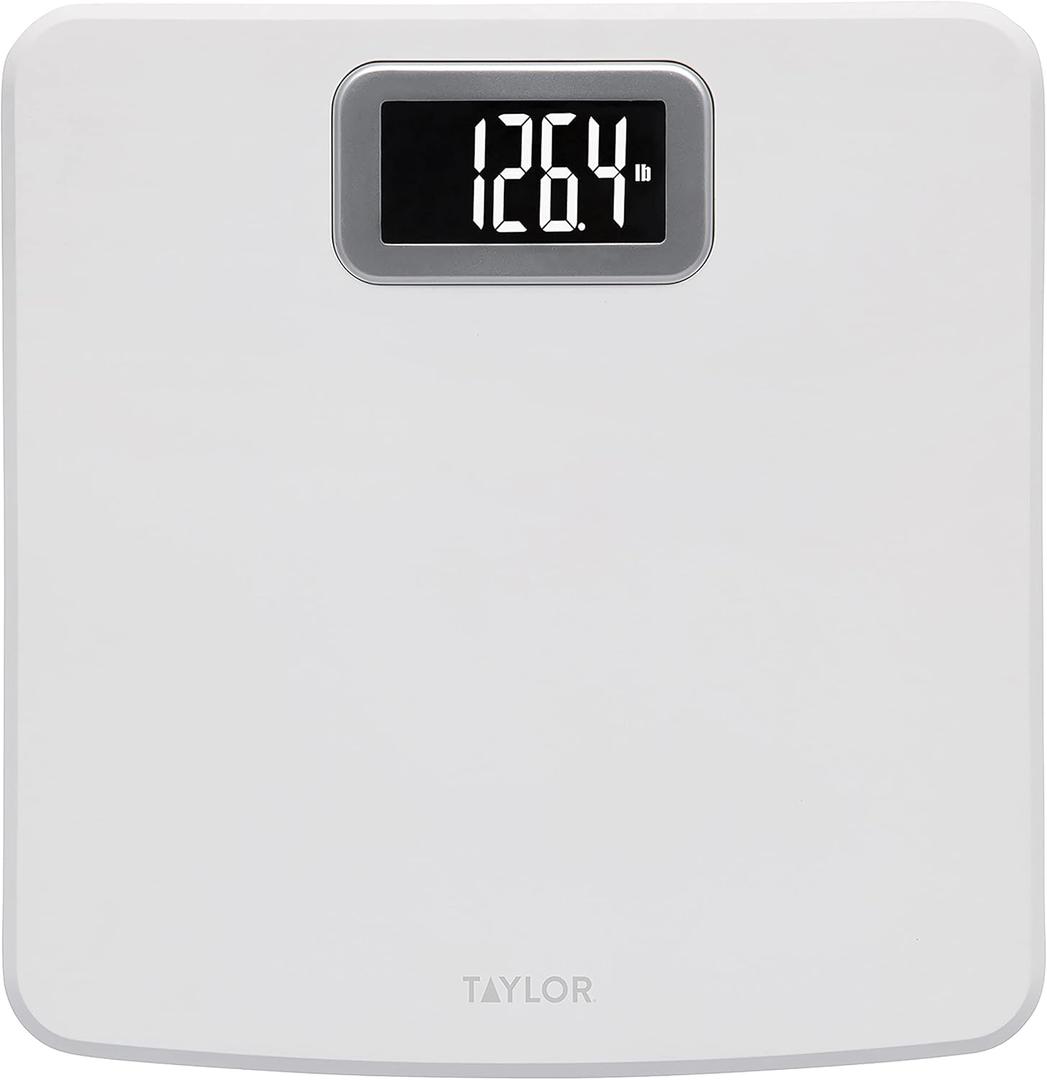 Taylor Digital Scale for Body Weight, High 400 LB Capacity, Easy to Read Readout Display with Silver Bezel Accent, Durable Platform, White