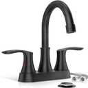 Phiestina 4 Inch 2 or 3 Hole Centerset Matte Black 2 Handle Bathroom Sink Faucet 360Swivel Spout RV Bath Vanity Faucet with Water Supply line & Metal Pop-up Drain, TY36-MB