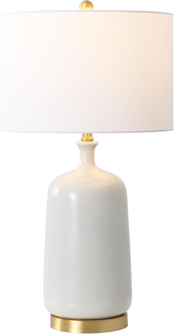 SAFAVIEH Lighting Collection Stevie 28-inch Cream/Brass Ceramic Table Lamp (LED Bulb Included)