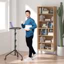 Projector Stand on Wheels with Shelve, Laptop Tripod Stand Height Adjustable with Gooseneck Phone Holder, Laptop Floor Stand for Office, Home, Stage, Studio, DJ Racks Holder Mount 1Pack