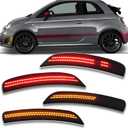 Smoke Dynamic LED Side Marker Light Kit for 2012-2017 Fiat 500 Abarth 2-Door Hatchback - Sequential Amber Front & Red Rear side marker Turn Signals | Plug & Play 4-Piece Kit