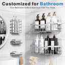 EUDELE 5-Pack Adhesive Shower Caddy Organizer, Large Capacity Rustproof Stainless Steel Shower Shelves, No Drill Bathroom Storage for Shower, Kitchen & Home Decor, Silver